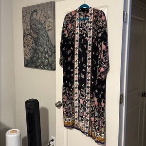 Floral Black Kimono Robe
